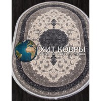 Иранский ковер Kashan 752029 Крем-серый овал
